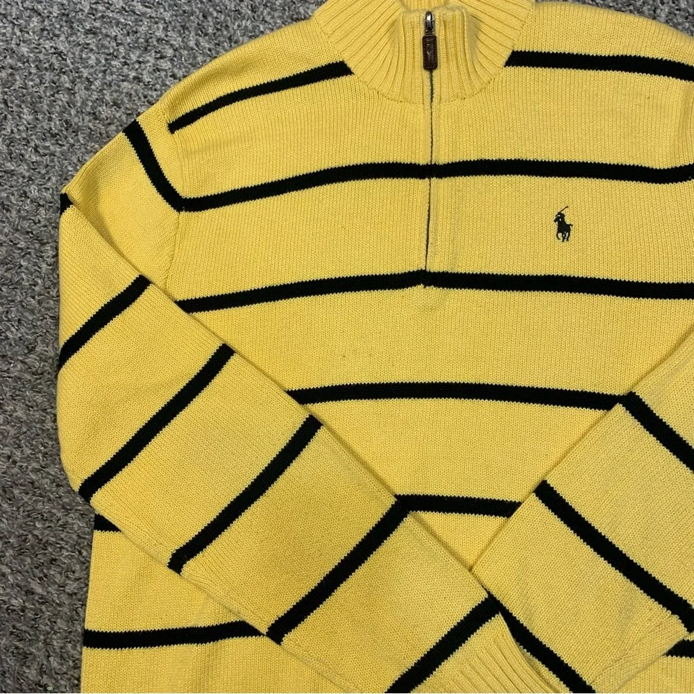 Polo Ralph Lauren VTG Quarter Zip Pullover Striped Cotton Sweater - Picture 4 of 13
